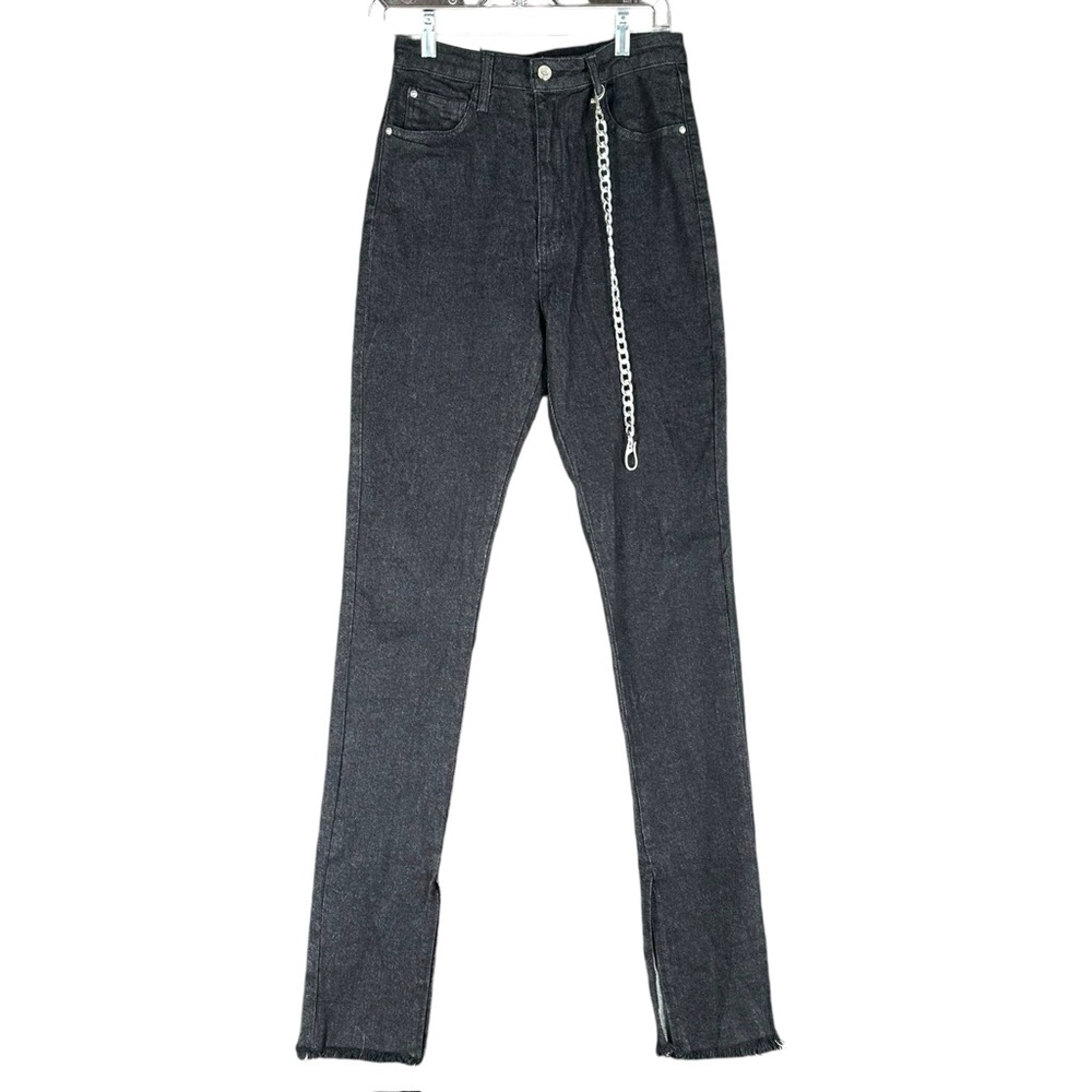 Weworewhat NWT Women’s 28‎ Black Slit Hem Jean Denim Stretch Grunge Rocker Sexy